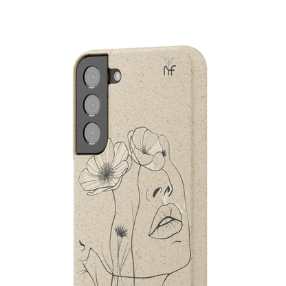 Minimalist Floral Line Art Biodegradable Phone Case – Elegant Eco-Friendly Design for iPhone, Samsung Tough Case