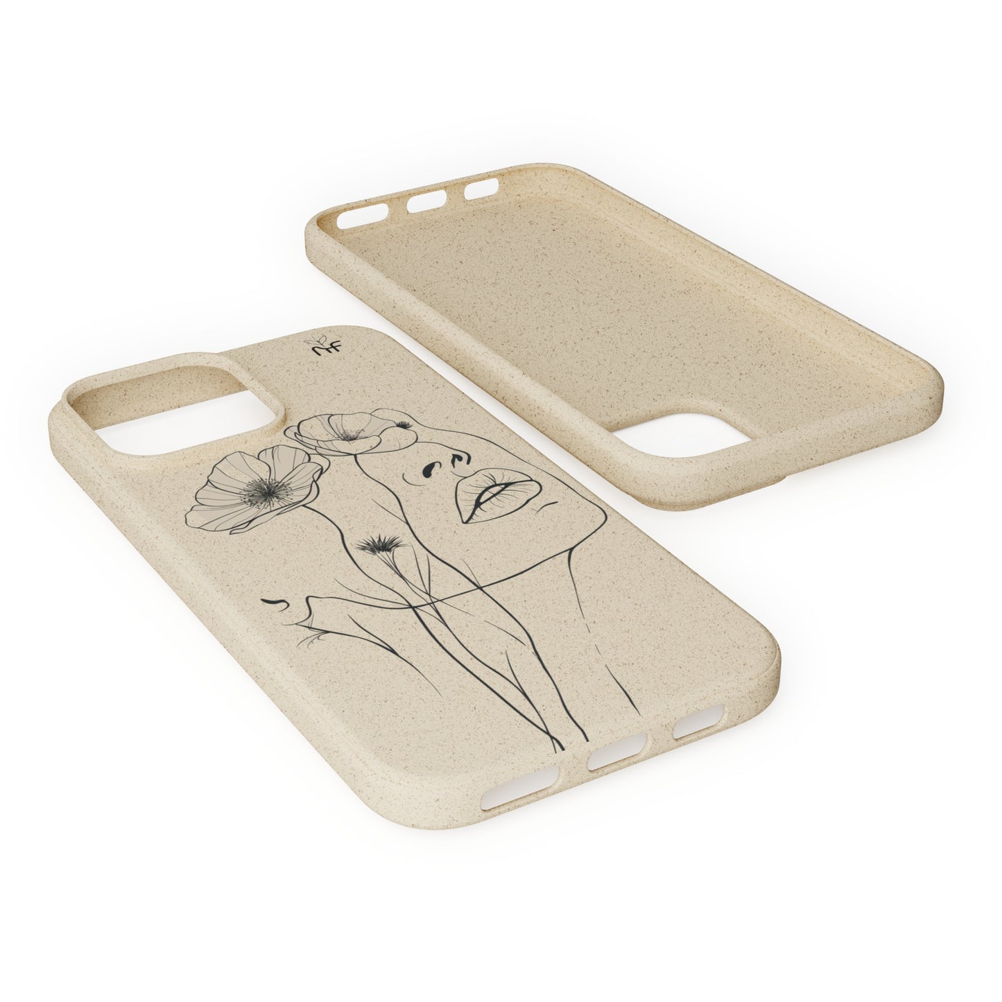 Minimalist Floral Line Art Biodegradable Phone Case – Elegant Eco-Friendly Design for iPhone, Samsung Tough Case