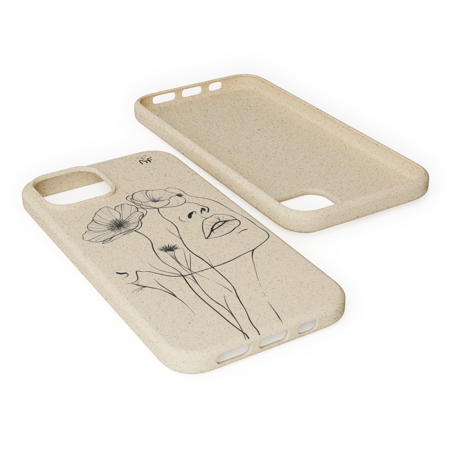 Minimalist Floral Line Art Biodegradable Phone Case – Elegant Eco-Friendly Design for iPhone, Samsung Tough Case