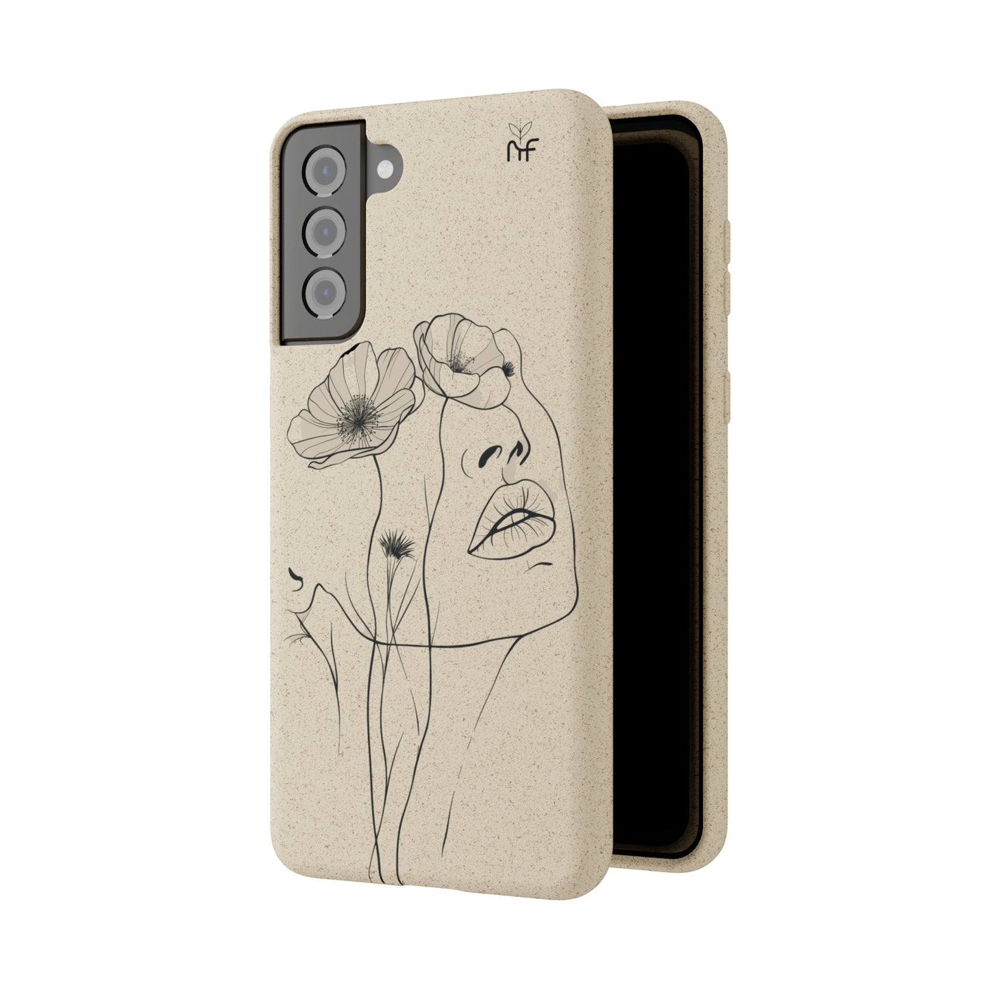 Minimalist Floral Line Art Biodegradable Phone Case – Elegant Eco-Friendly Design for iPhone, Samsung Tough Case