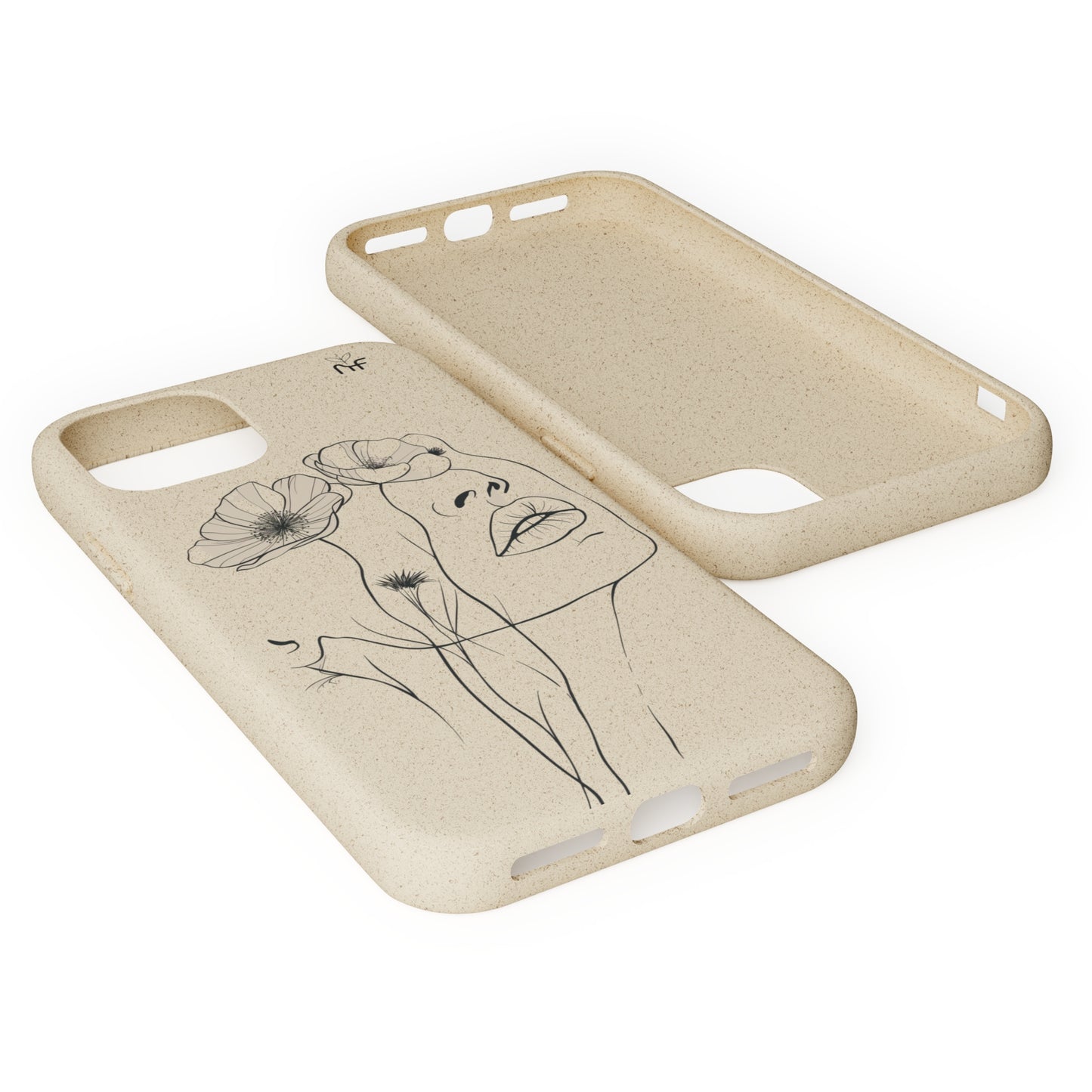 Minimalist Floral Line Art Biodegradable Phone Case – Elegant Eco-Friendly Design for iPhone, Samsung Tough Case