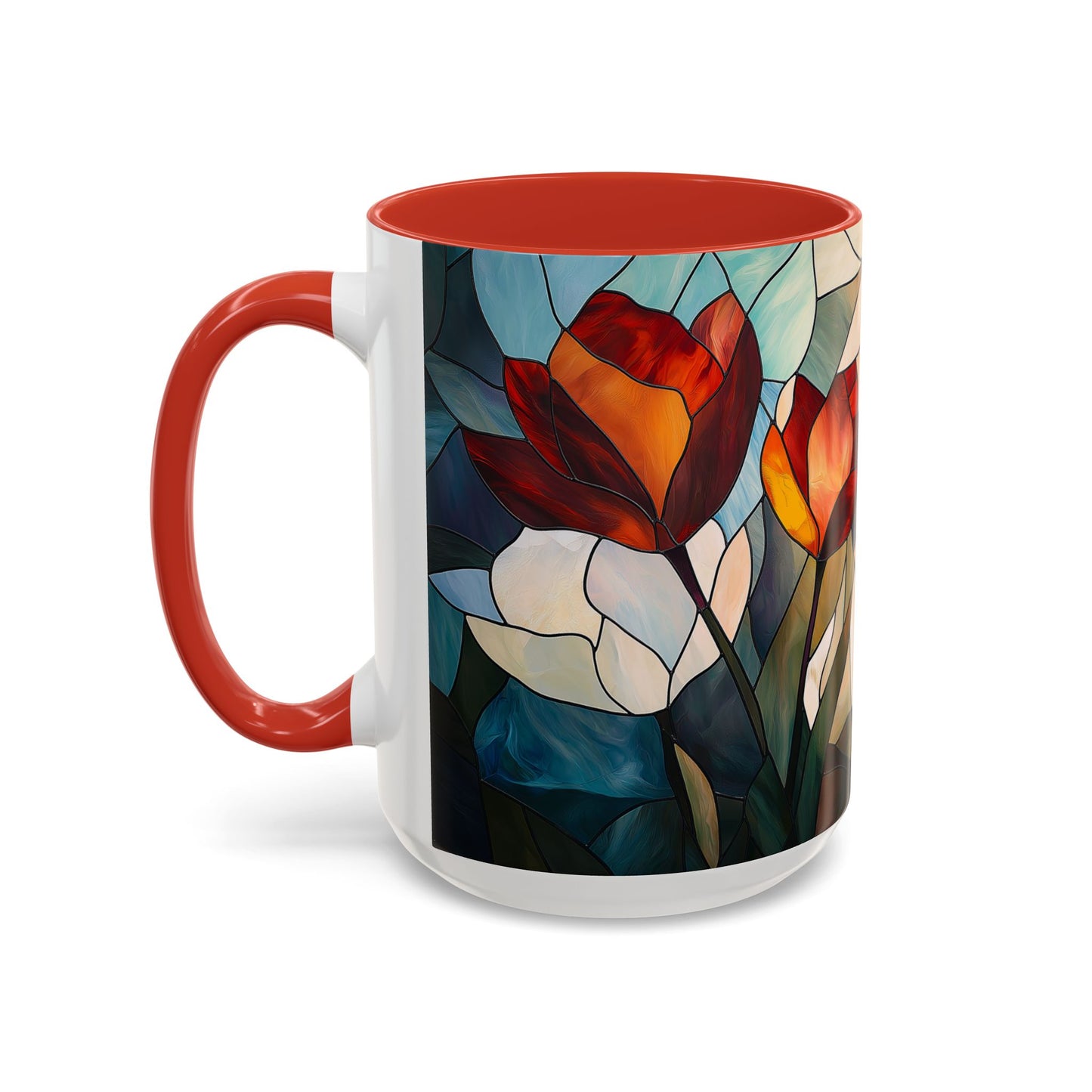 Stained Glass Floral Coffee Mug, Floral Art Drinkware, Gift for Flower Lovers, Home Decor, Mother's Day Present