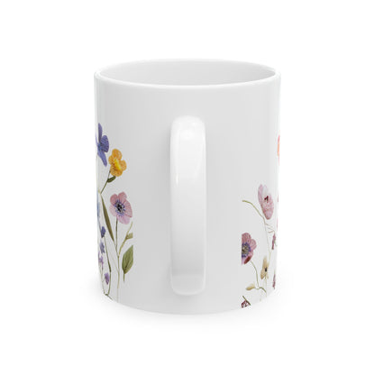 Floral Ceramic Coffee Mug - Elegant Flower Design for Nature Lovers, Gift for Her, Tea Lover's Mug, Home Decor, Mother's Day