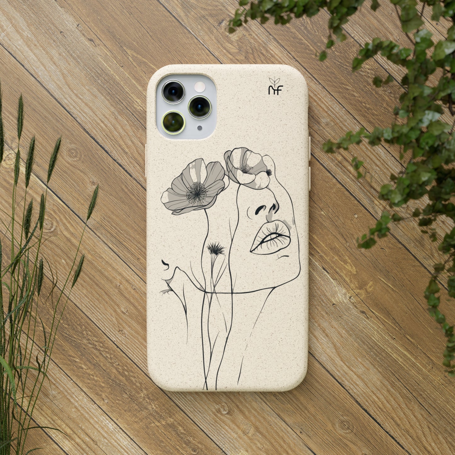 Minimalist Floral Line Art Biodegradable Phone Case – Elegant Eco-Friendly Design for iPhone, Samsung Tough Case