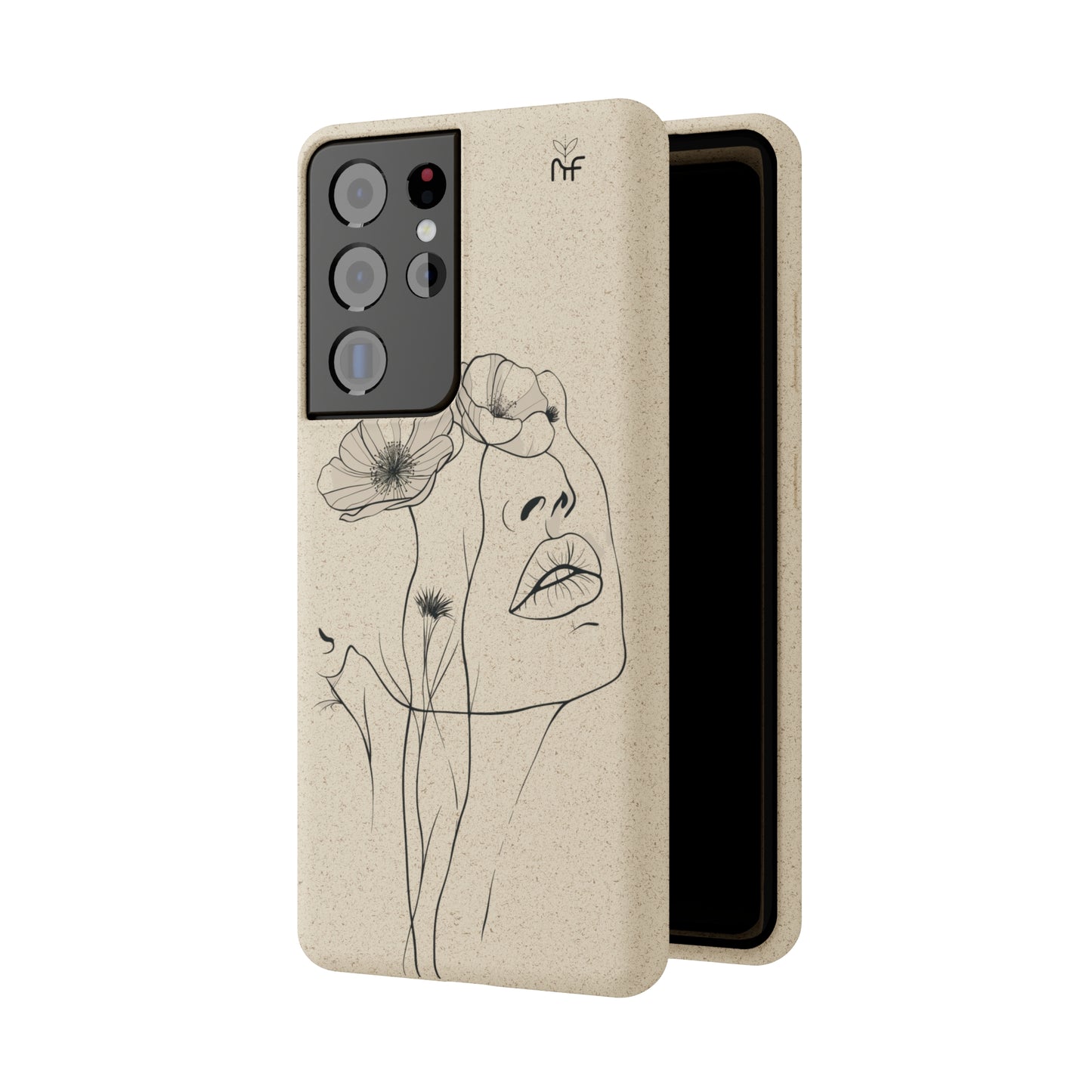 Minimalist Floral Line Art Biodegradable Phone Case – Elegant Eco-Friendly Design for iPhone, Samsung Tough Case