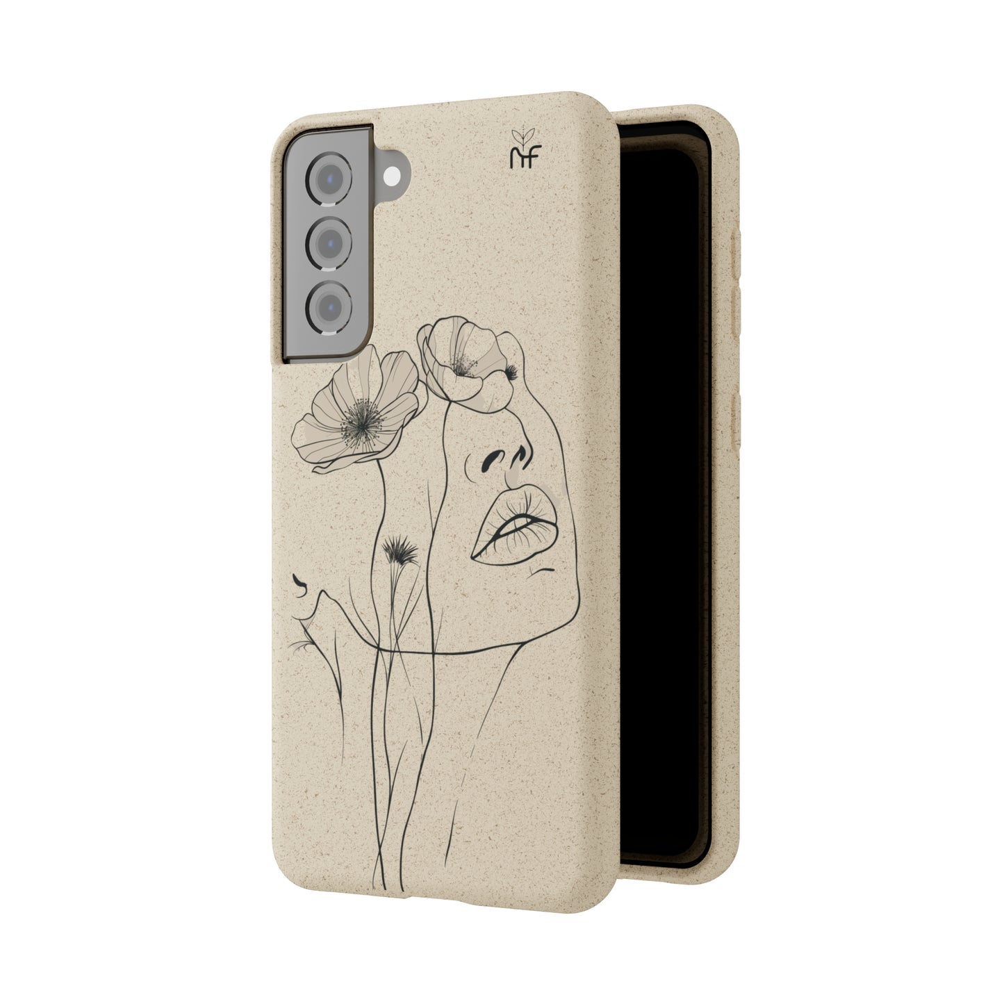 Minimalist Floral Line Art Biodegradable Phone Case – Elegant Eco-Friendly Design for iPhone, Samsung Tough Case
