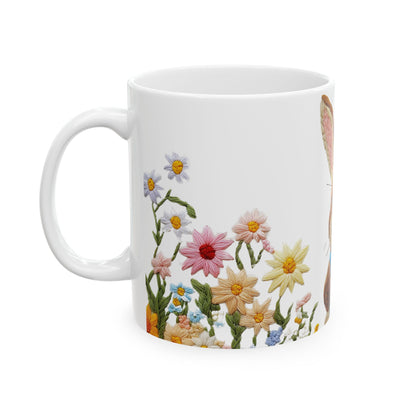 Embrace Spring with this Cute Bunny Ceramic Mug, Ideal Gift for Animal Enthusiasts, 11oz or 15oz Options
