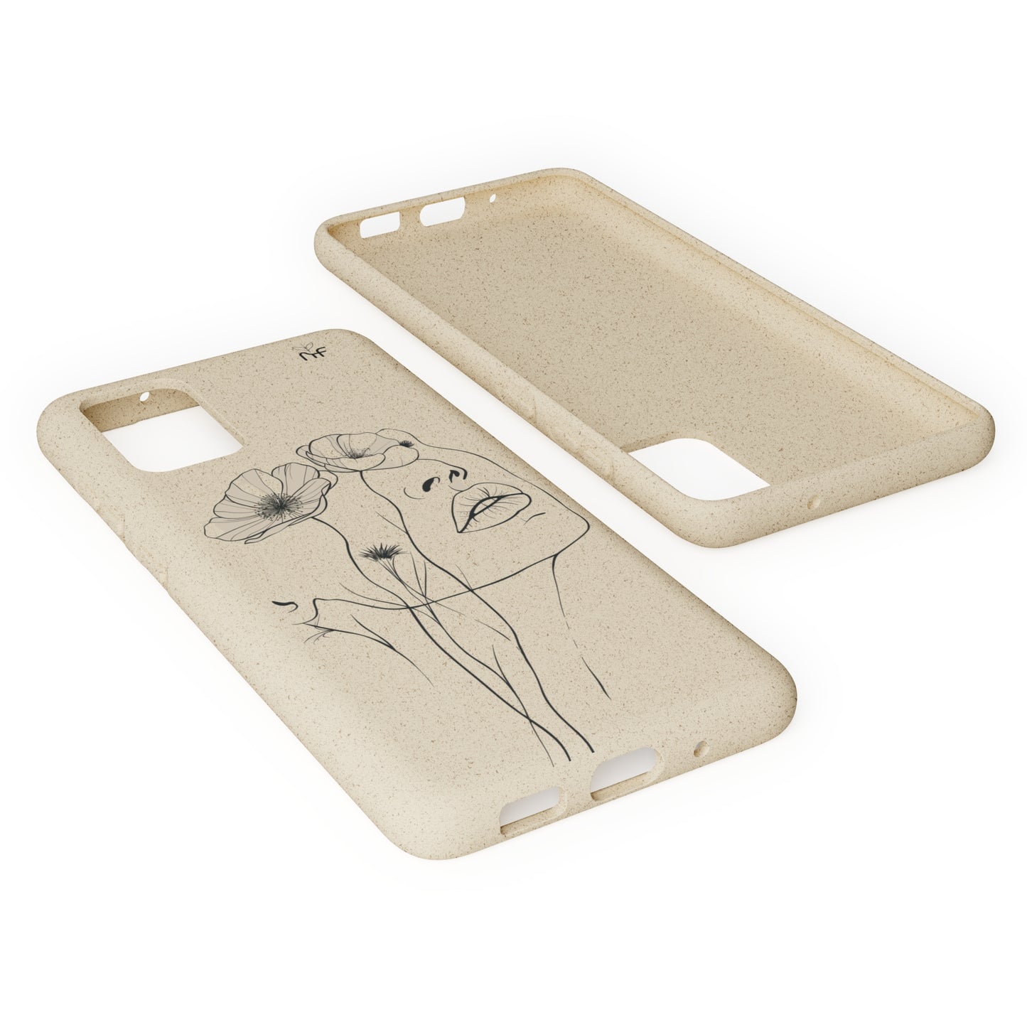 Minimalist Floral Line Art Biodegradable Phone Case – Elegant Eco-Friendly Design for iPhone, Samsung Tough Case