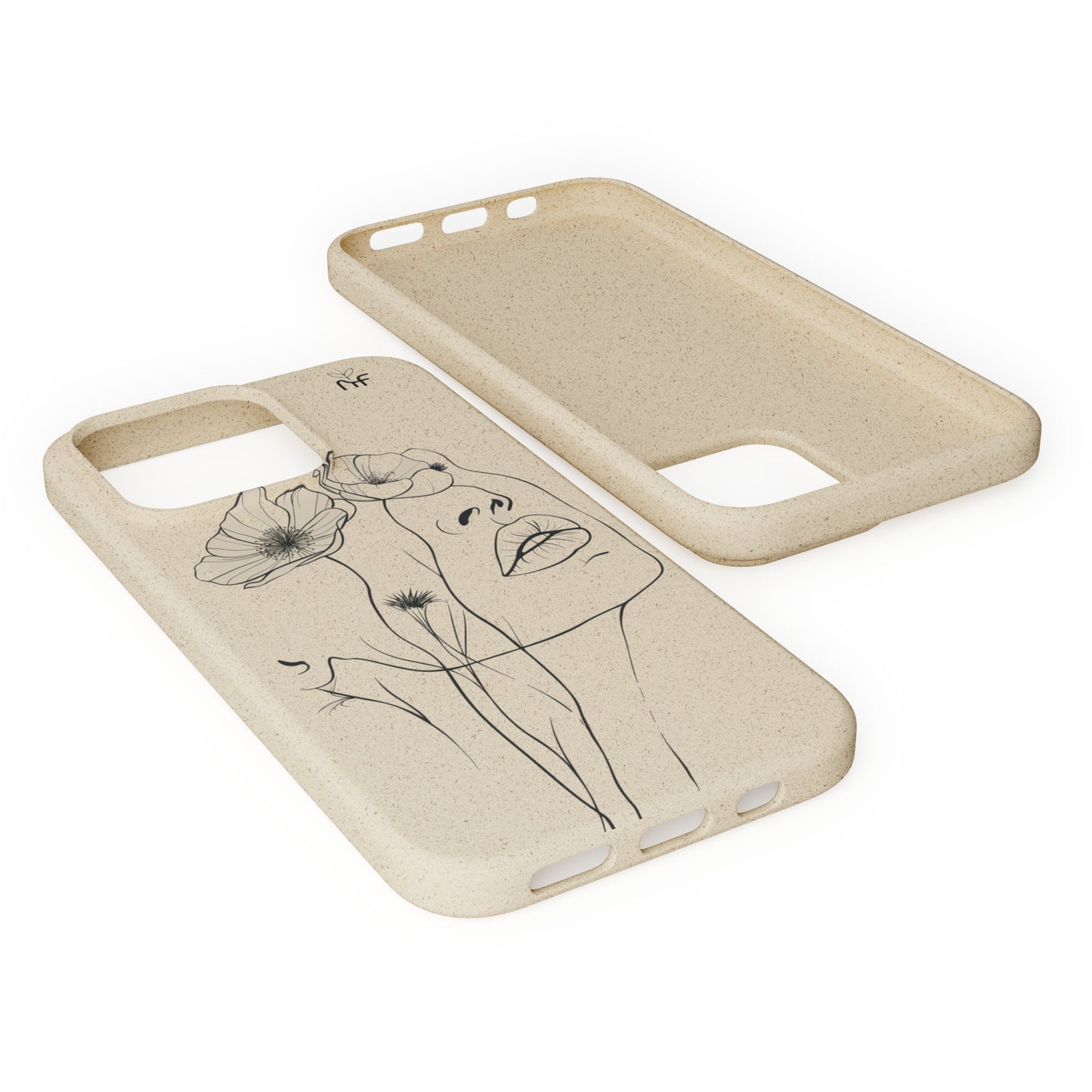 Minimalist Floral Line Art Biodegradable Phone Case – Elegant Eco-Friendly Design for iPhone, Samsung Tough Case