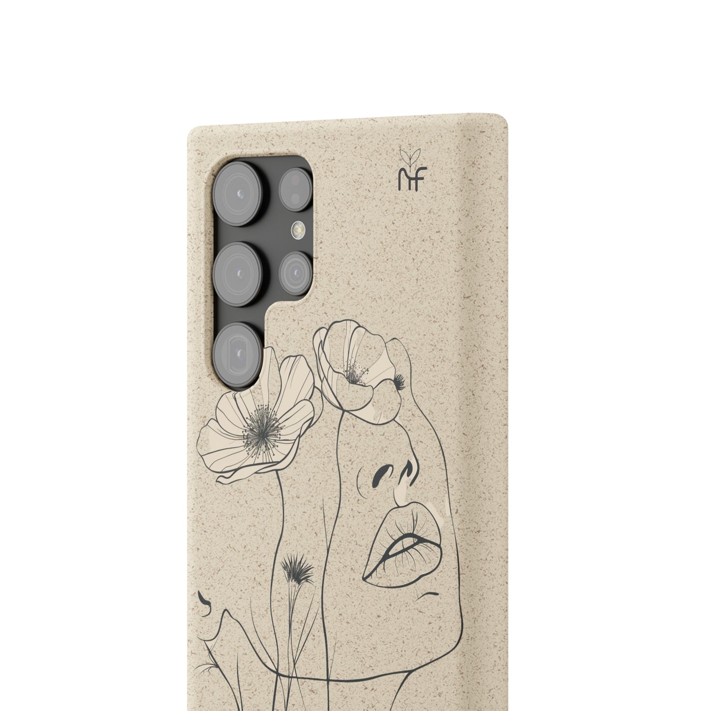 Minimalist Floral Line Art Biodegradable Phone Case – Elegant Eco-Friendly Design for iPhone, Samsung Tough Case
