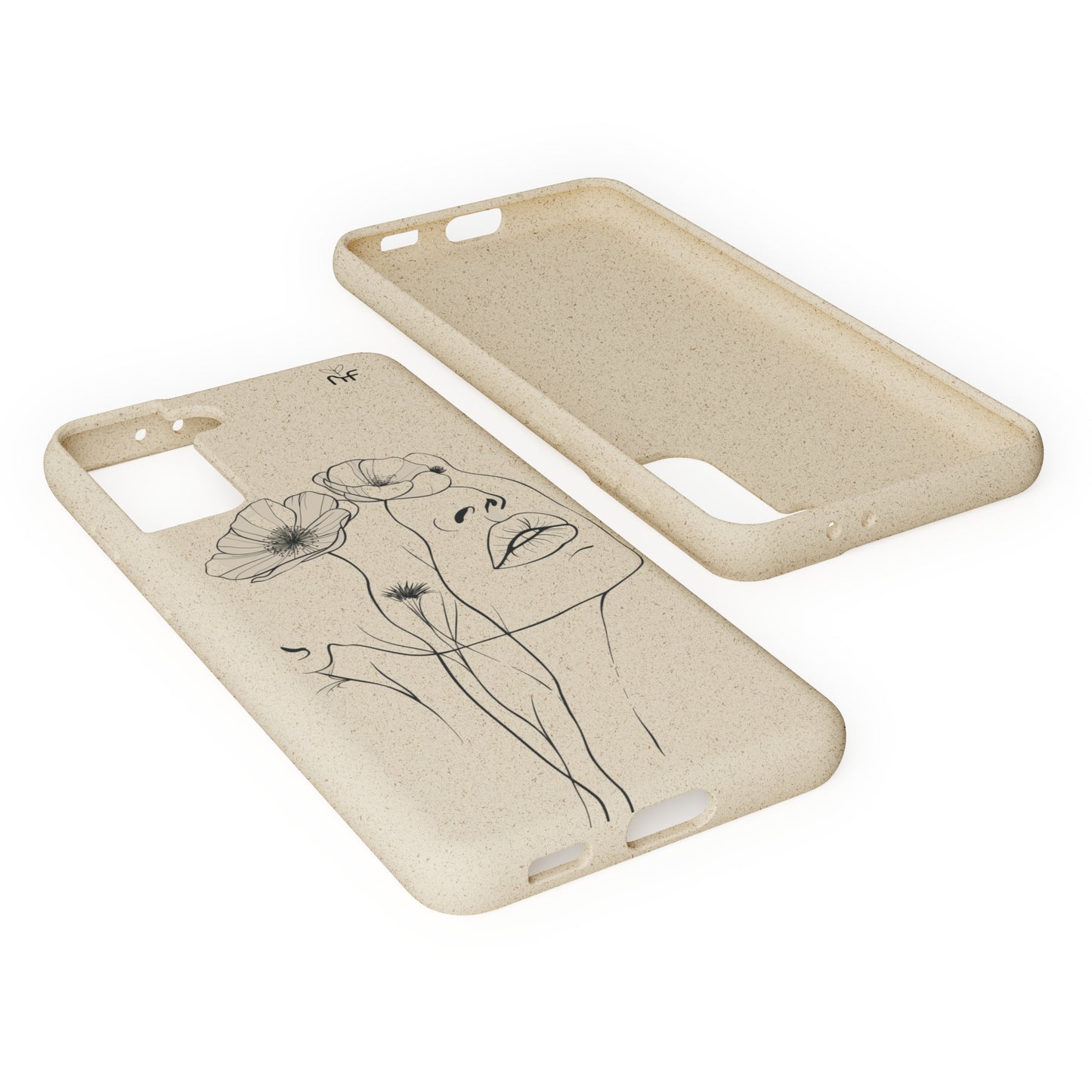 Minimalist Floral Line Art Biodegradable Phone Case – Elegant Eco-Friendly Design for iPhone, Samsung Tough Case