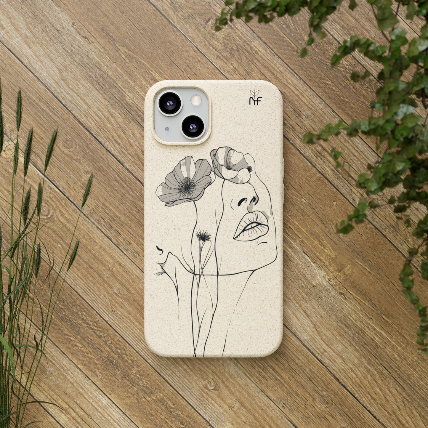 Minimalist Floral Line Art Biodegradable Phone Case – Elegant Eco-Friendly Design for iPhone, Samsung Tough Case