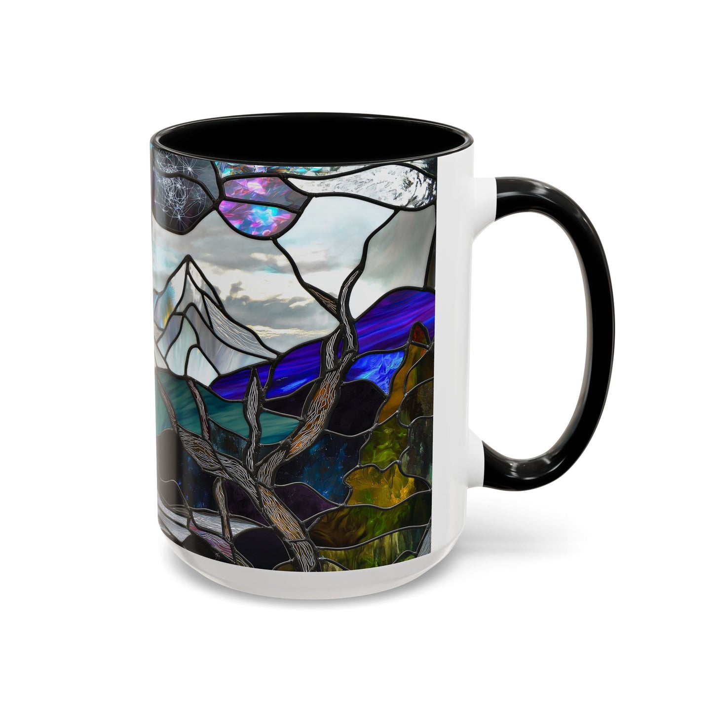 Stained Glass Mountains Mug Mountain Range Coffee Mug Outdoor Lover Gift Outdoor Designs Cup Adventure Mug Hiking Moutain Lover Gift 15oz