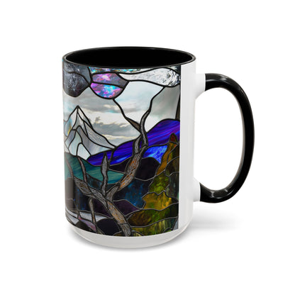 Stained Glass Mountains Mug Mountain Range Coffee Mug Outdoor Lover Gift Outdoor Designs Cup Adventure Mug Hiking Moutain Lover Gift 15oz