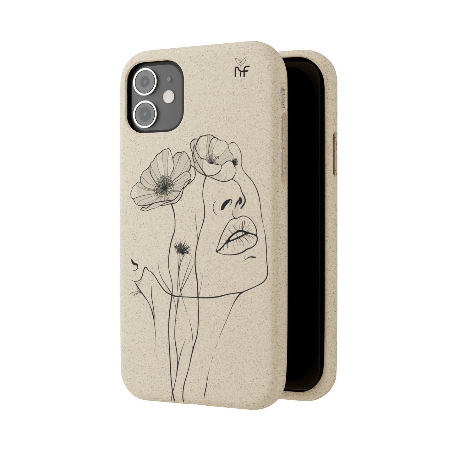 Minimalist Floral Line Art Biodegradable Phone Case – Elegant Eco-Friendly Design for iPhone, Samsung Tough Case