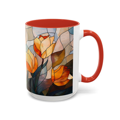 Stained Glass Floral Coffee Mug, Floral Art Drinkware, Gift for Flower Lovers, Home Decor, Mother's Day Present
