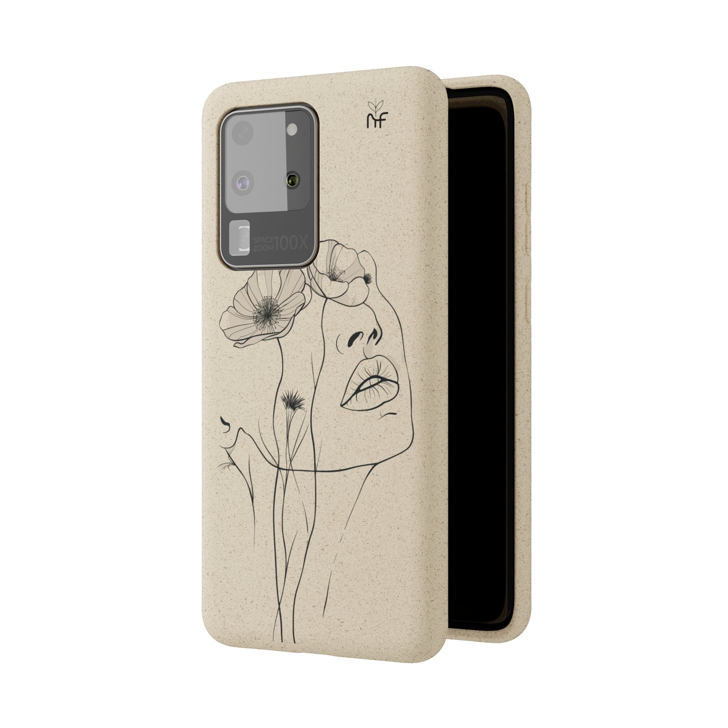 Minimalist Floral Line Art Biodegradable Phone Case – Elegant Eco-Friendly Design for iPhone, Samsung Tough Case