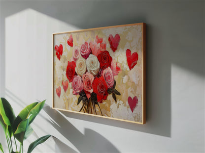 Valentine's Day Frame TV Art, Romantic Abstract Heart Oil Painting, Digital Download for tv, Frame TV and The Frame TV, Valentine Frame tv