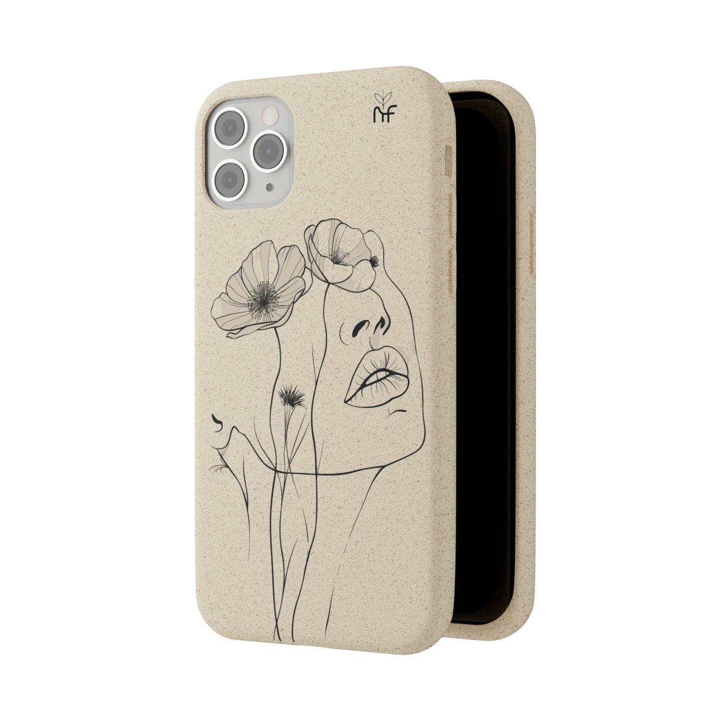 Minimalist Floral Line Art Biodegradable Phone Case – Elegant Eco-Friendly Design for iPhone, Samsung Tough Case
