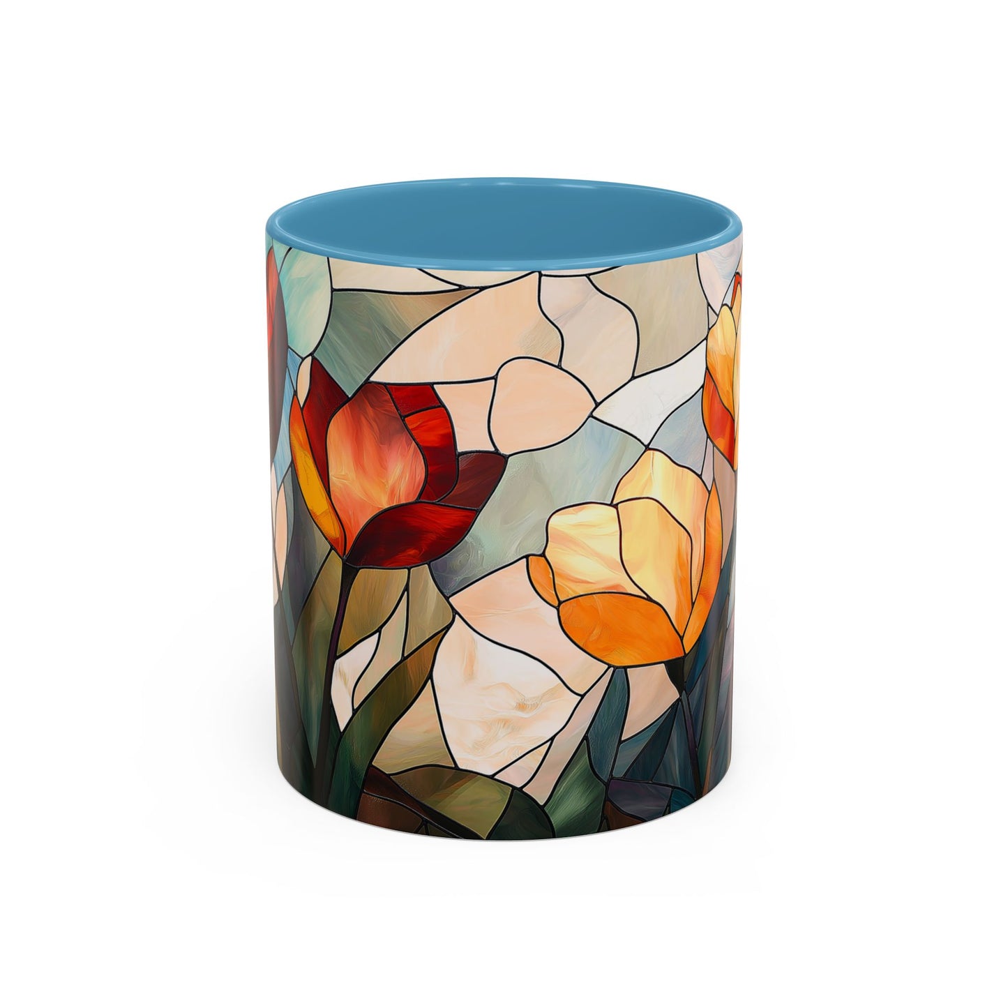 Stained Glass Floral Coffee Mug, Floral Art Drinkware, Gift for Flower Lovers, Home Decor, Mother's Day Present