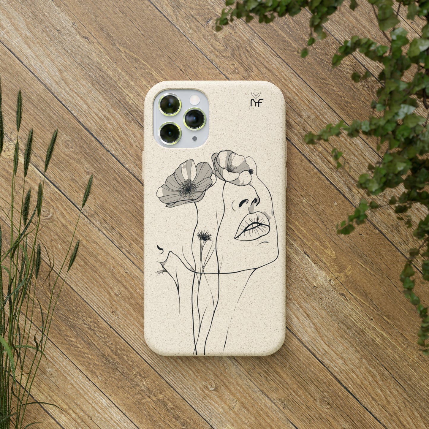 Minimalist Floral Line Art Biodegradable Phone Case – Elegant Eco-Friendly Design for iPhone, Samsung Tough Case