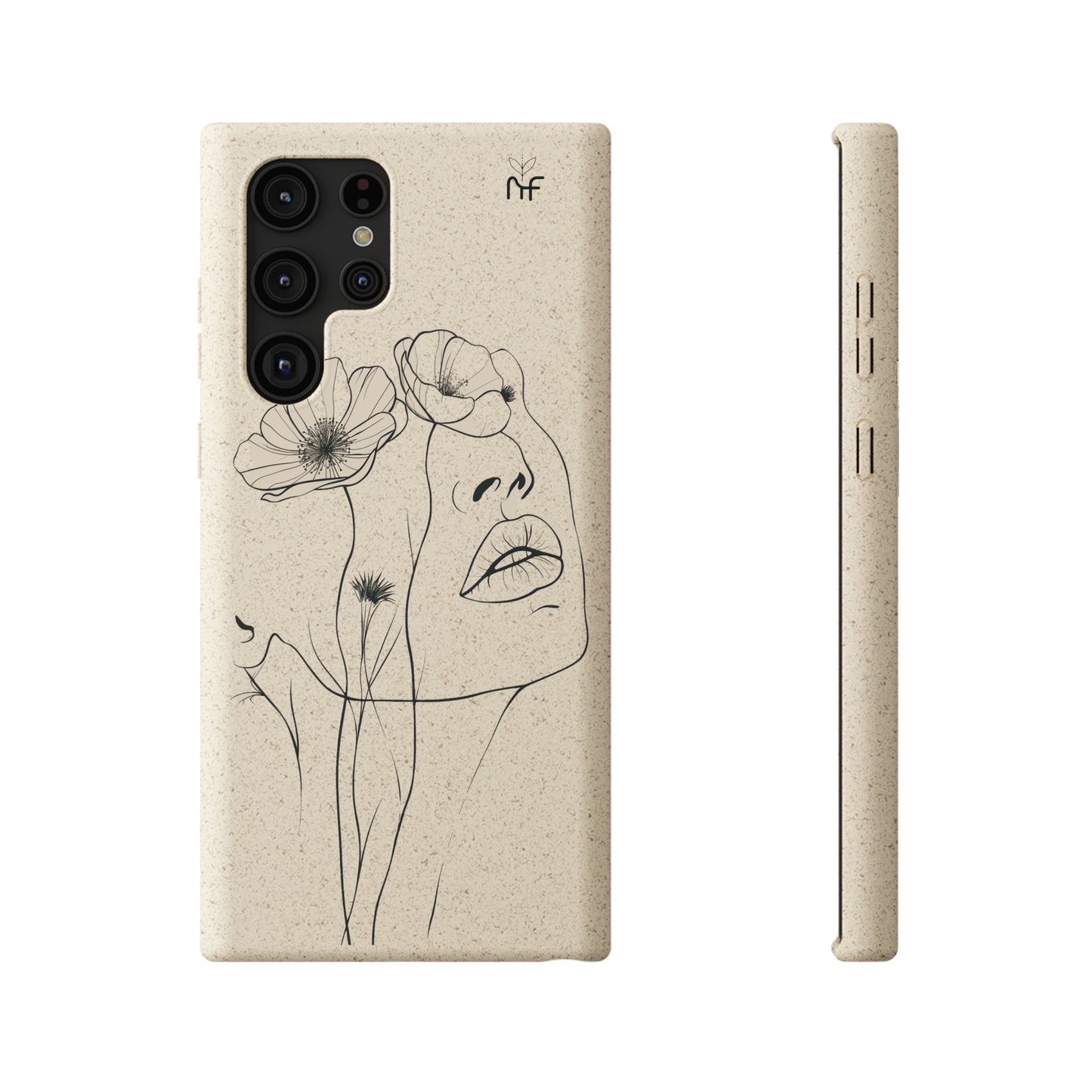 Minimalist Floral Line Art Biodegradable Phone Case – Elegant Eco-Friendly Design for iPhone, Samsung Tough Case