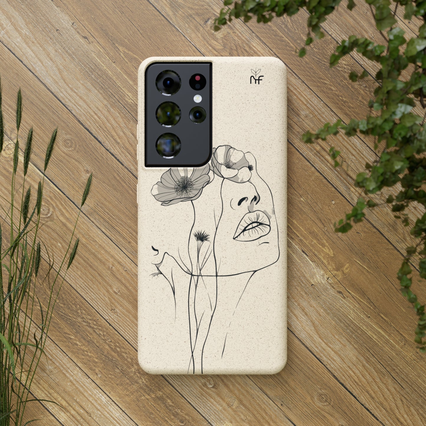 Minimalist Floral Line Art Biodegradable Phone Case – Elegant Eco-Friendly Design for iPhone, Samsung Tough Case