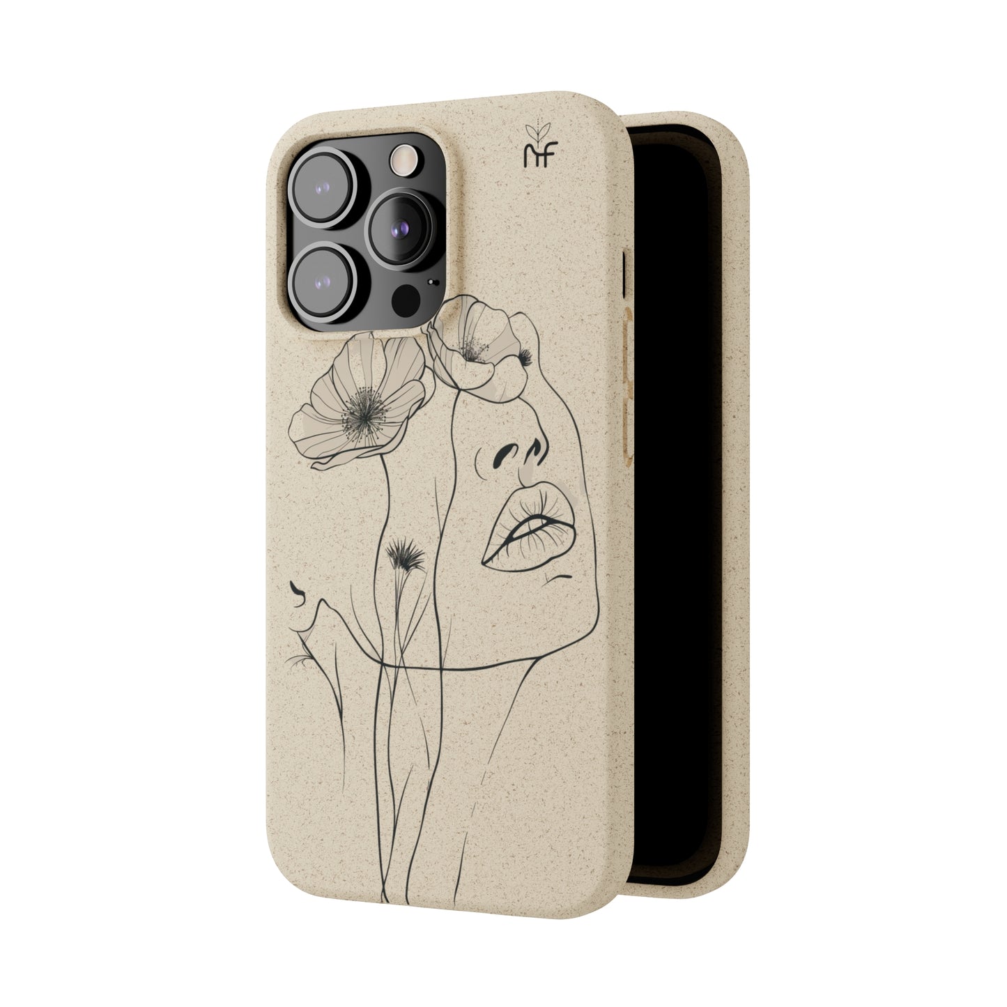 Minimalist Floral Line Art Biodegradable Phone Case – Elegant Eco-Friendly Design for iPhone, Samsung Tough Case