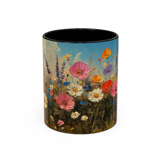 Colorful Floral Accent Coffee Mug - Cheerful Gift for Garden Lovers, Flower Power Decor, Spring Vibes, Perfect for Mother's Day, Birthday,