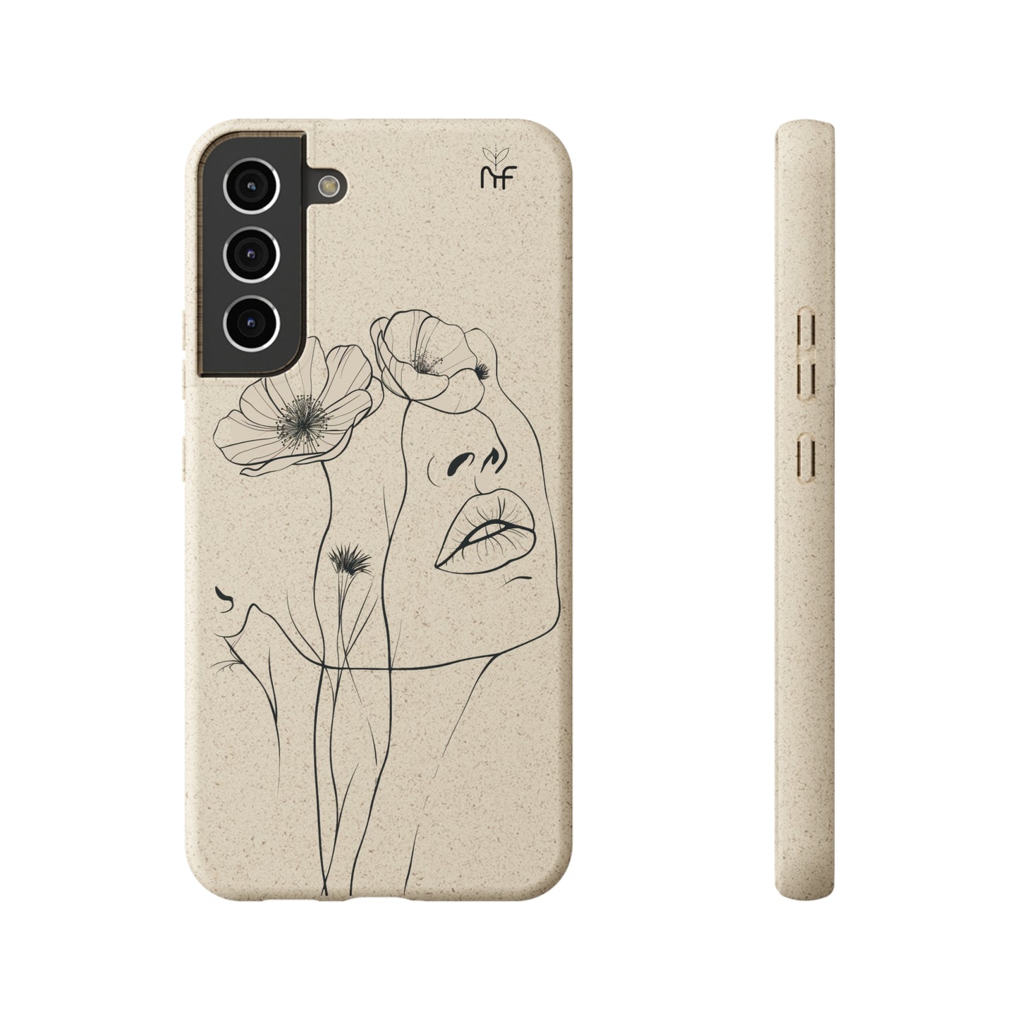 Minimalist Floral Line Art Biodegradable Phone Case – Elegant Eco-Friendly Design for iPhone, Samsung Tough Case