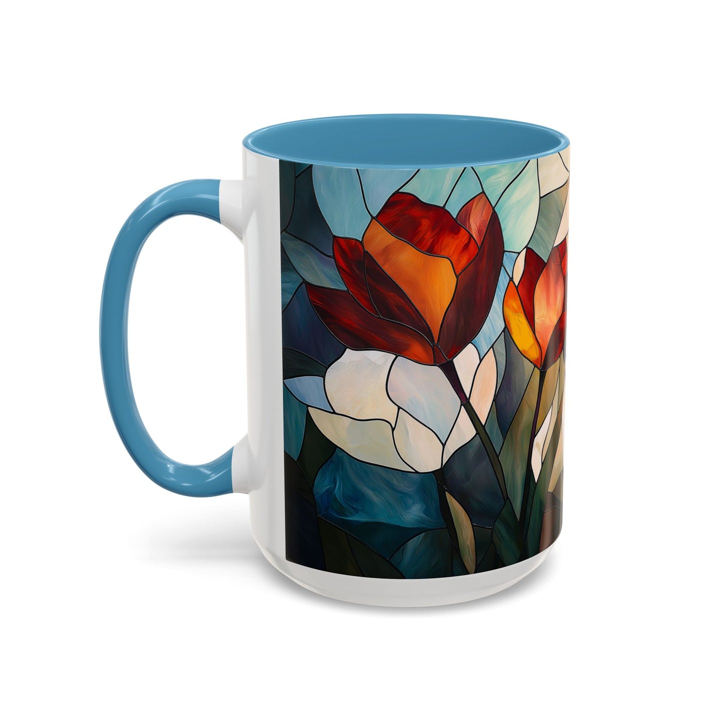 Stained Glass Floral Coffee Mug, Floral Art Drinkware, Gift for Flower Lovers, Home Decor, Mother's Day Present