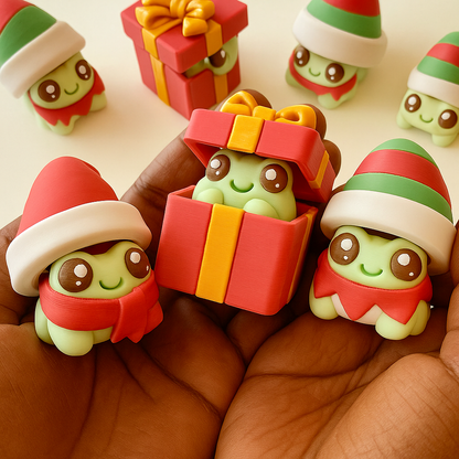 Limited Holiday Edition Christmas Clicker Fidget Toy – Santa, Gift Box & Elf 3D Printed Collectible Keychains | ASMR & Stress Relief