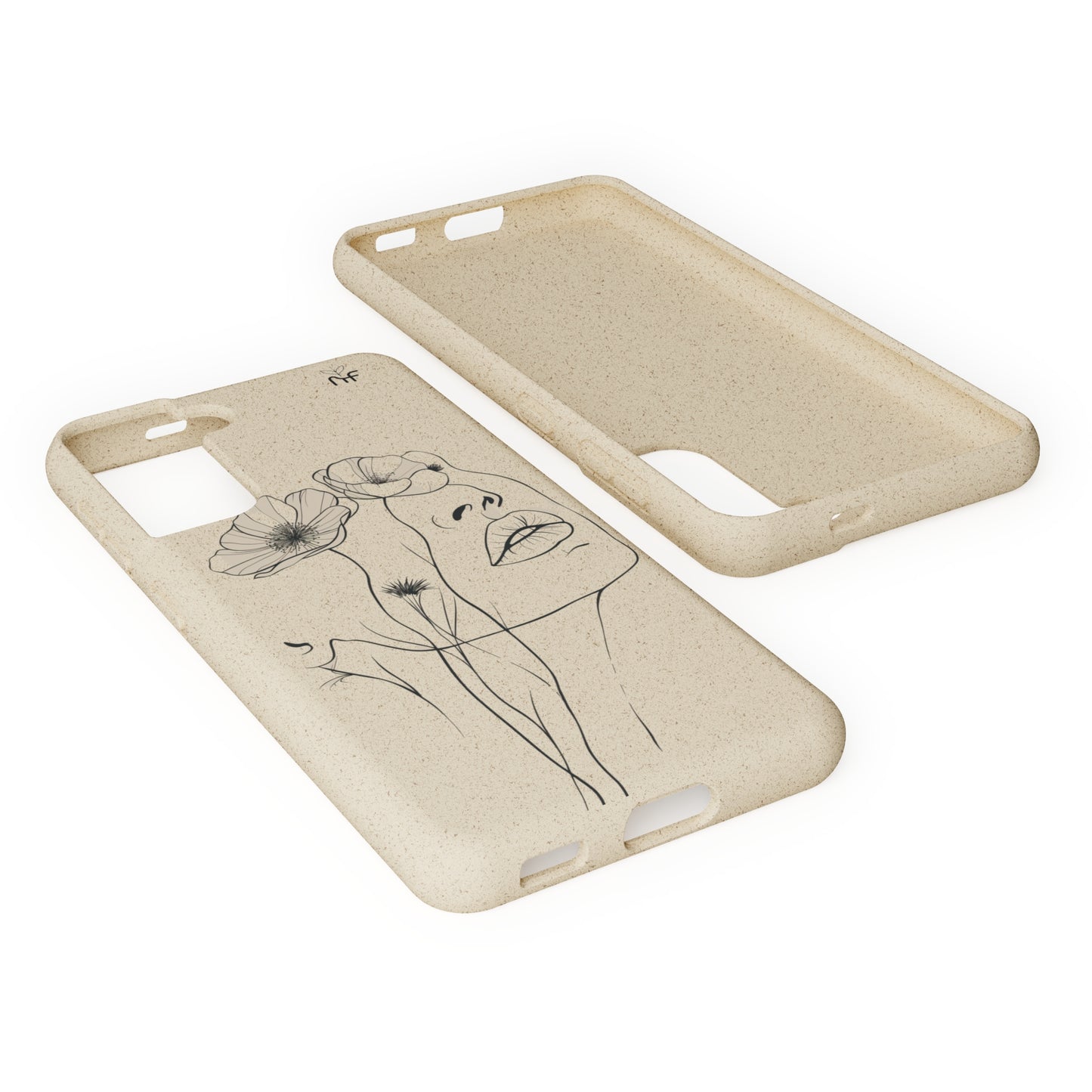 Minimalist Floral Line Art Biodegradable Phone Case – Elegant Eco-Friendly Design for iPhone, Samsung Tough Case