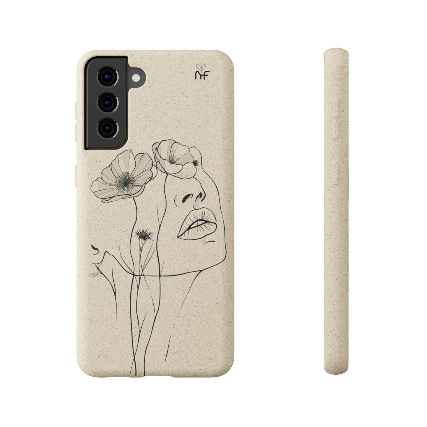 Minimalist Floral Line Art Biodegradable Phone Case – Elegant Eco-Friendly Design for iPhone, Samsung Tough Case