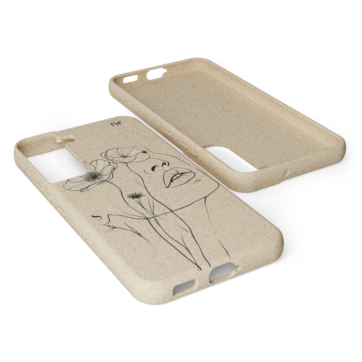 Minimalist Floral Line Art Biodegradable Phone Case – Elegant Eco-Friendly Design for iPhone, Samsung Tough Case