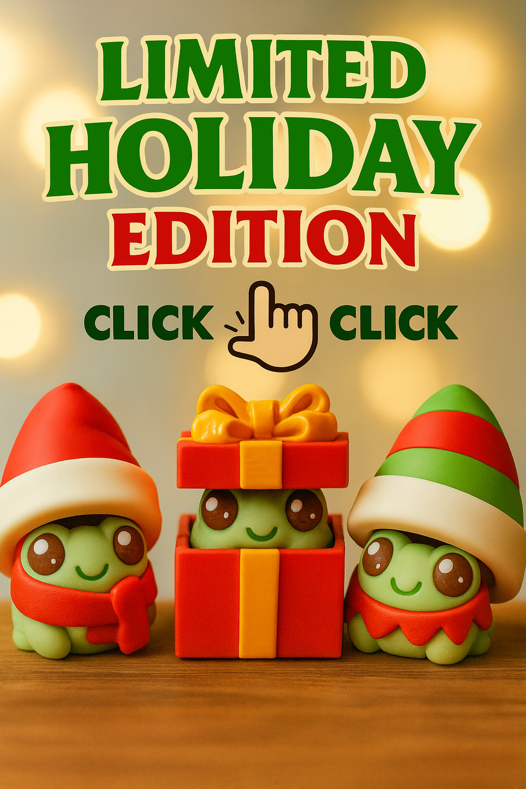 Limited Holiday Edition Christmas Clicker Fidget Toy – Santa, Gift Box & Elf 3D Printed Collectible Keychains | ASMR & Stress Relief