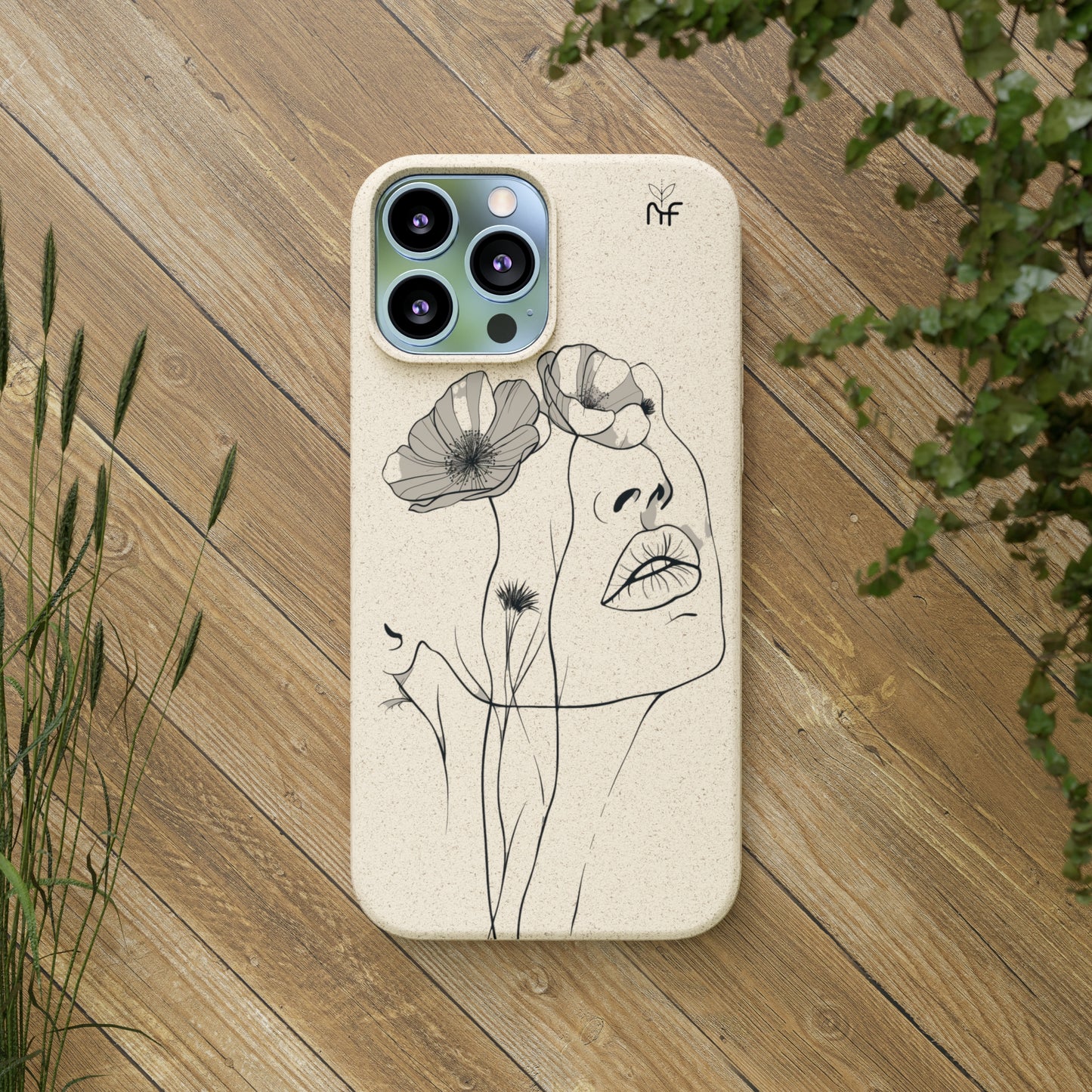 Minimalist Floral Line Art Biodegradable Phone Case – Elegant Eco-Friendly Design for iPhone, Samsung Tough Case