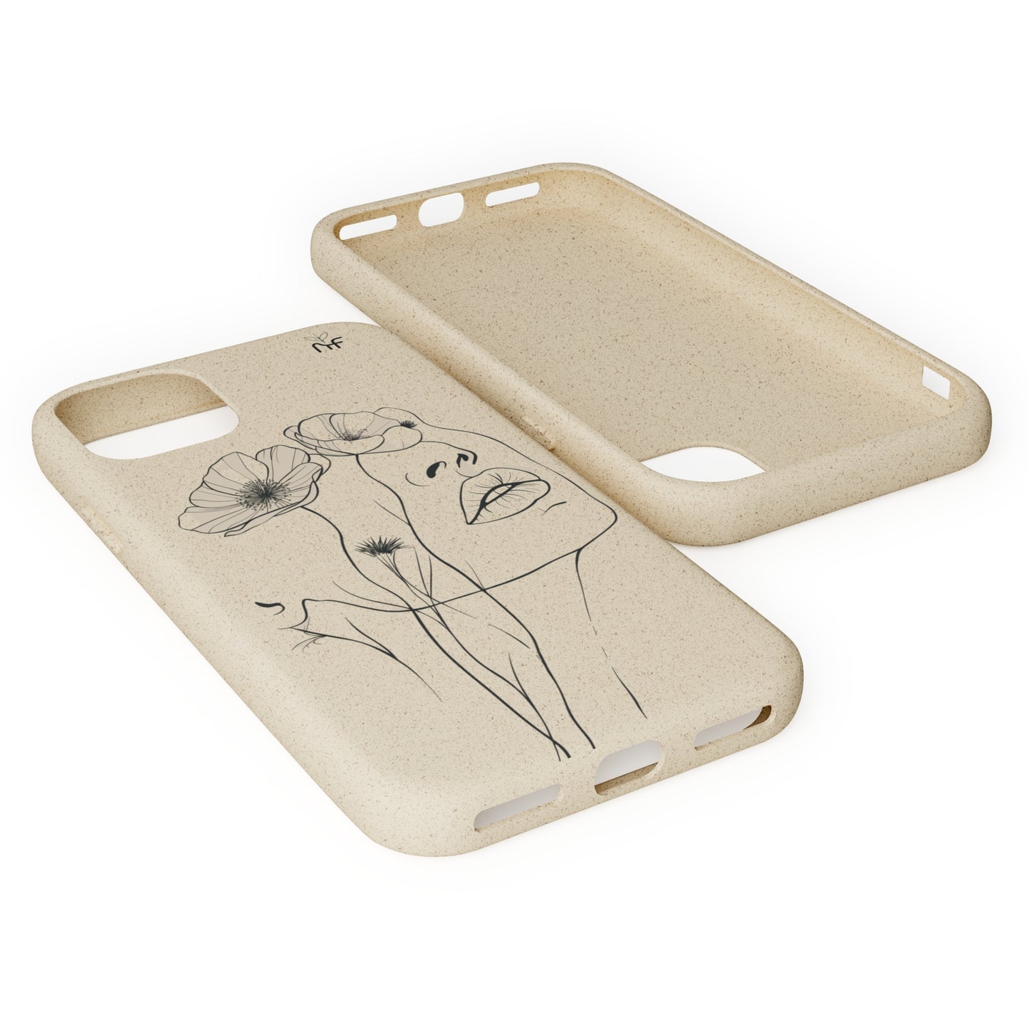 Minimalist Floral Line Art Biodegradable Phone Case – Elegant Eco-Friendly Design for iPhone, Samsung Tough Case