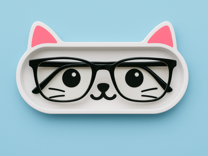 Personalized Cat & Panda Glasses Holder Tray — Custom Name Eyewear Organizer