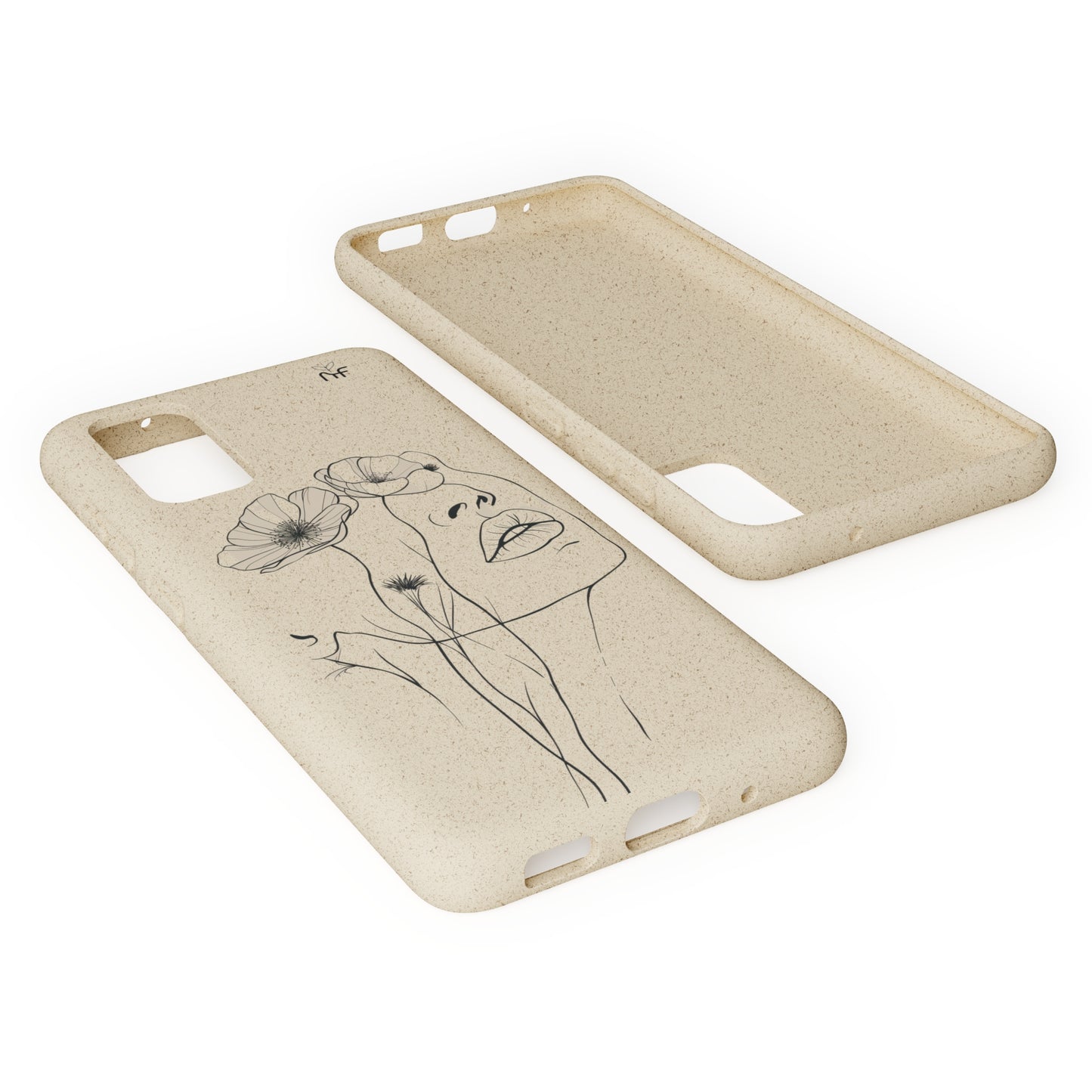 Minimalist Floral Line Art Biodegradable Phone Case – Elegant Eco-Friendly Design for iPhone, Samsung Tough Case