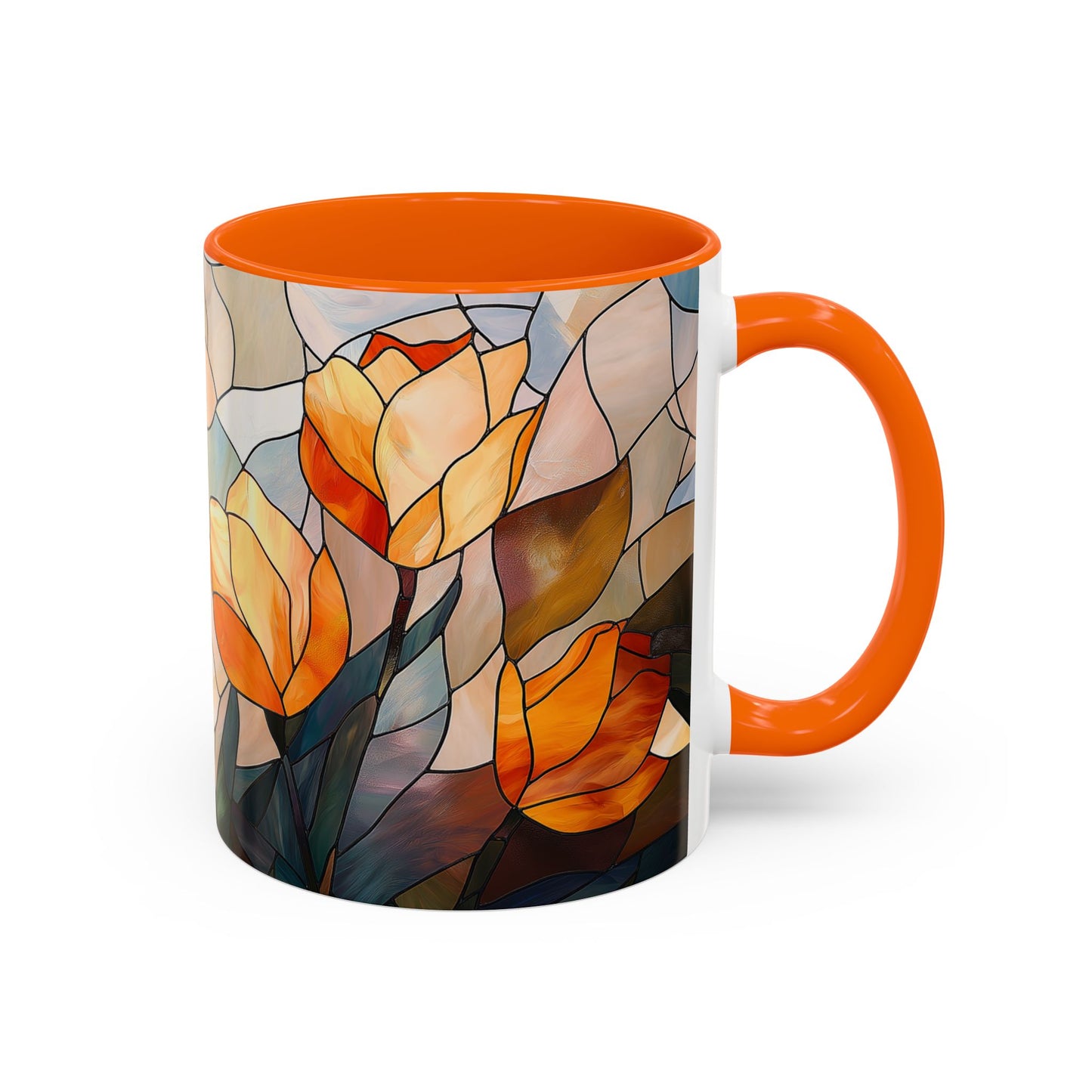 Stained Glass Floral Coffee Mug, Floral Art Drinkware, Gift for Flower Lovers, Home Decor, Mother's Day Present