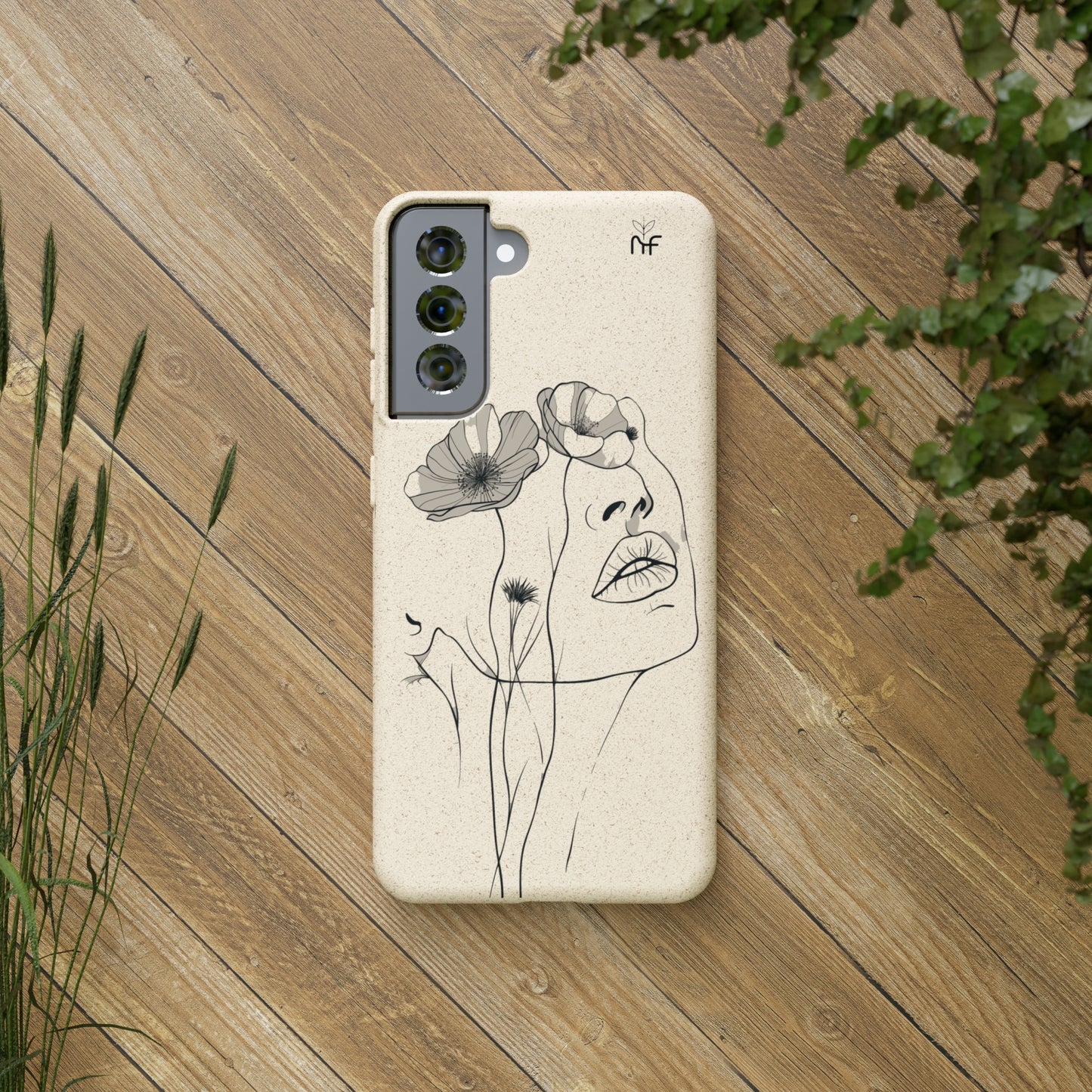 Minimalist Floral Line Art Biodegradable Phone Case – Elegant Eco-Friendly Design for iPhone, Samsung Tough Case