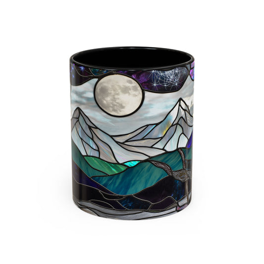 Stained Glass Mountains Mug Mountain Range Coffee Mug Outdoor Lover Gift Outdoor Designs Cup Adventure Mug Hiking Moutain Lover Gift 15oz