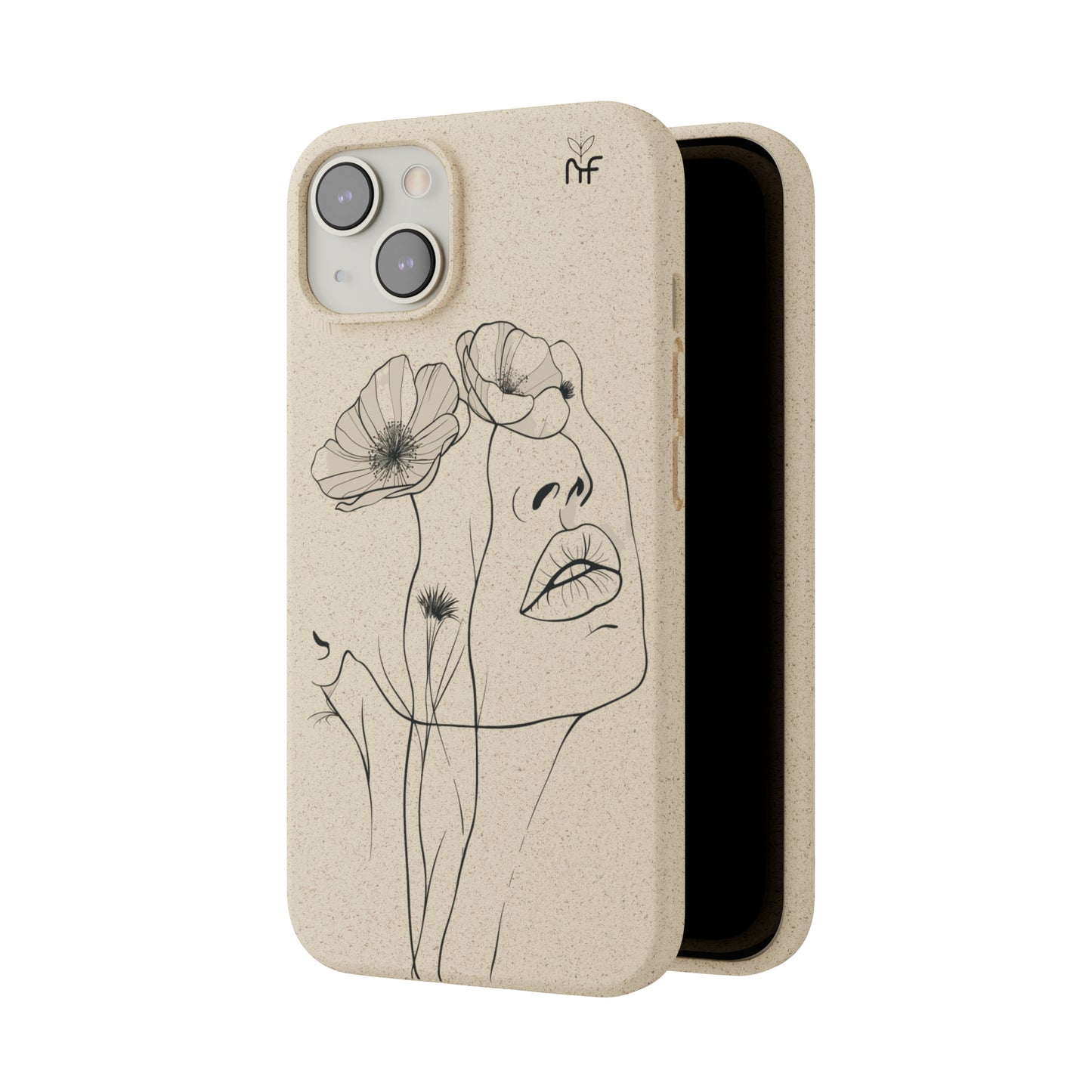 Minimalist Floral Line Art Biodegradable Phone Case – Elegant Eco-Friendly Design for iPhone, Samsung Tough Case