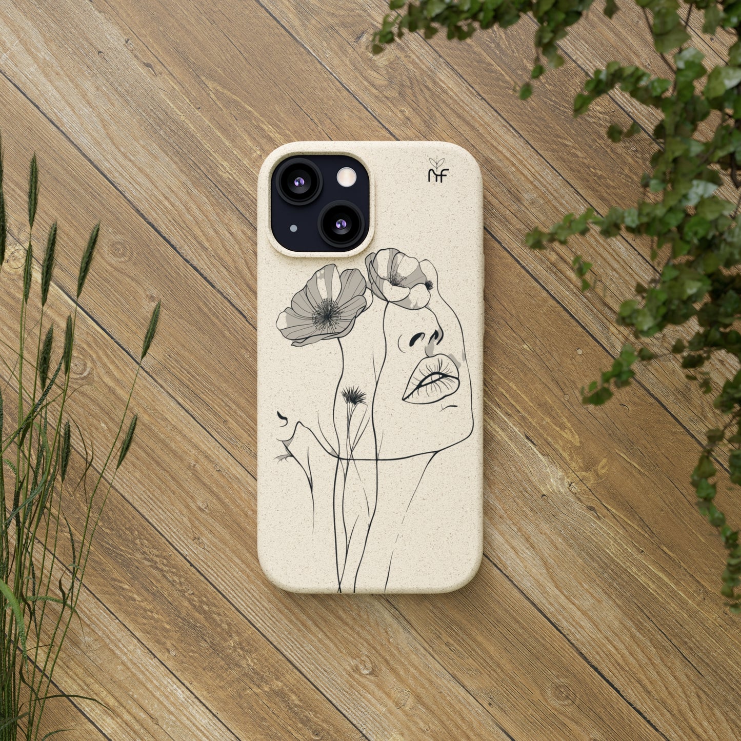 Minimalist Floral Line Art Biodegradable Phone Case – Elegant Eco-Friendly Design for iPhone, Samsung Tough Case