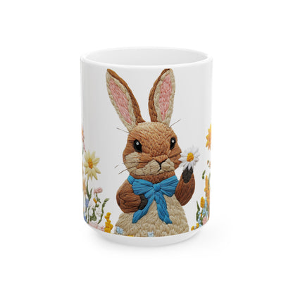 Embrace Spring with this Cute Bunny Ceramic Mug, Ideal Gift for Animal Enthusiasts, 11oz or 15oz Options