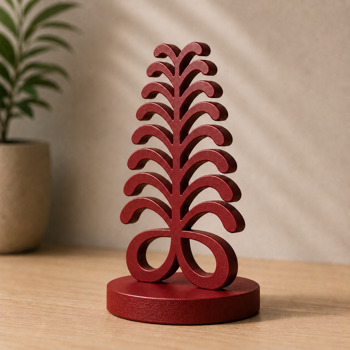 Aya Symbol Sculpture – Afrocentric Home Decor | Modern Adinkra Statue | African Inspired Shelf Decor