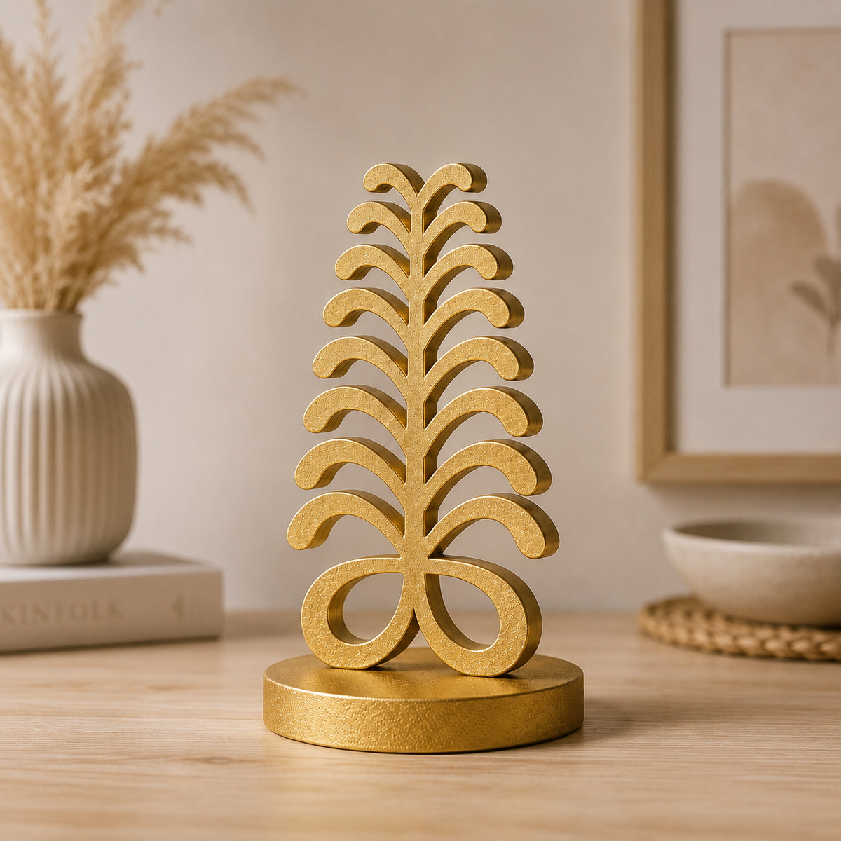 Aya Symbol Sculpture – Afrocentric Home Decor | Modern Adinkra Statue | African Inspired Shelf Decor