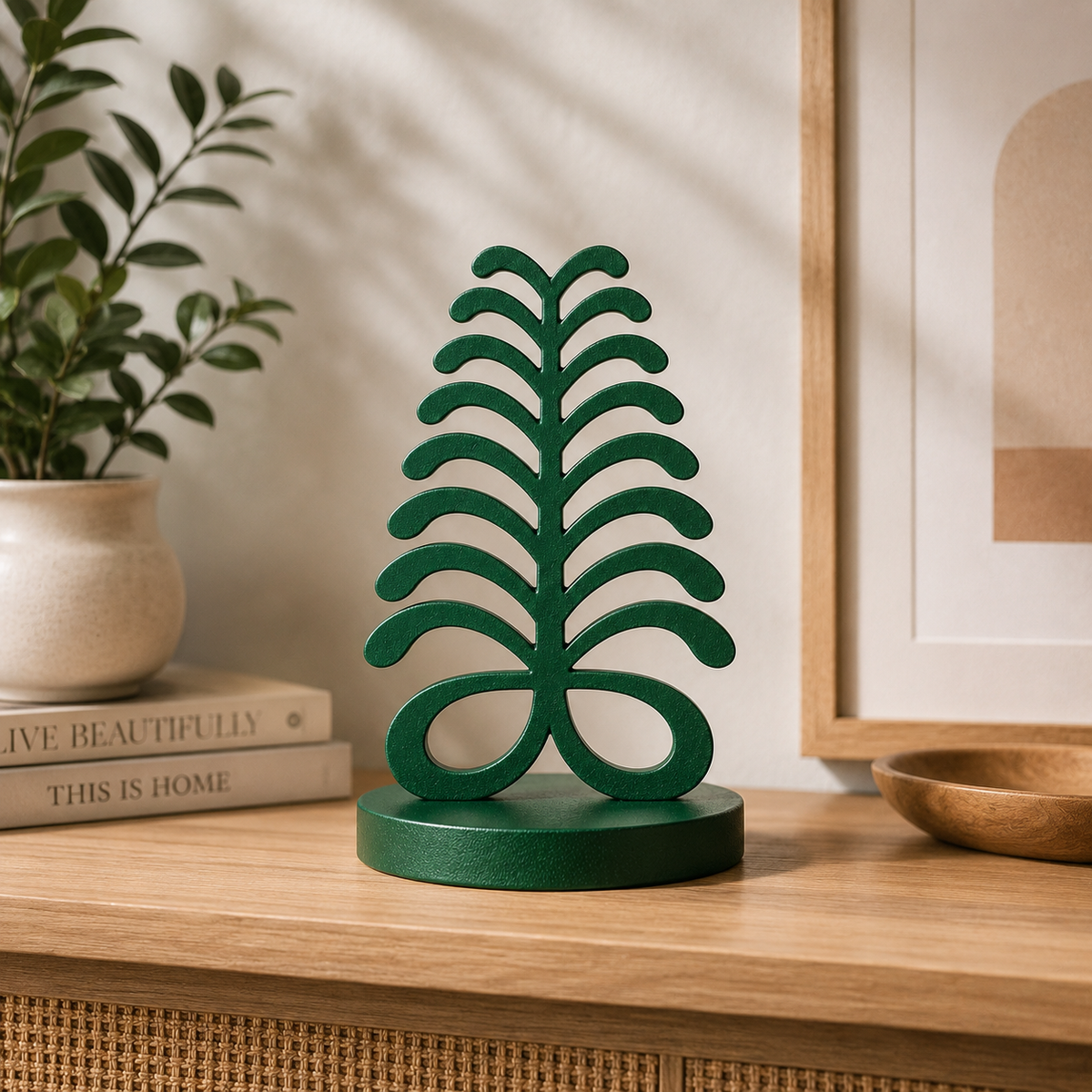 Aya Symbol Sculpture – Afrocentric Home Decor | Modern Adinkra Statue | African Inspired Shelf Decor