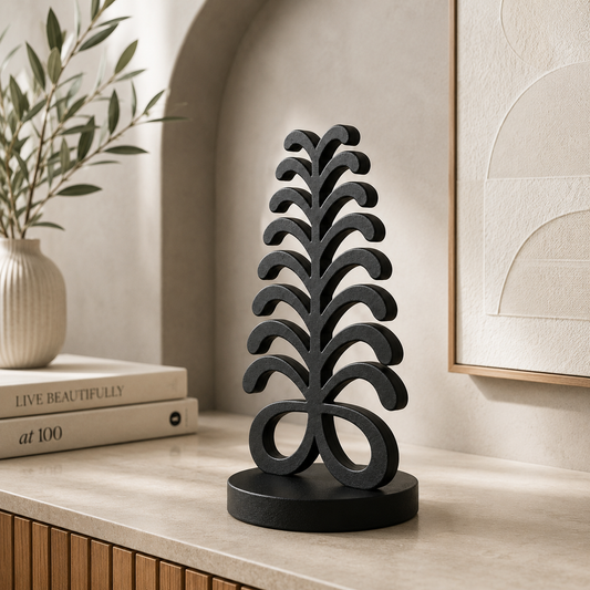 Aya Symbol Sculpture – Afrocentric Home Decor | Modern Adinkra Statue | African Inspired Shelf Decor